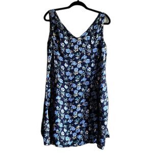 Vintage Aeropostale Blue Floral Dress Sleeveless Y2K Spring Casual - Large